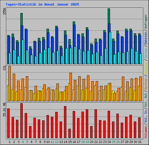 Tages-Statistik im Monat Januar 2025