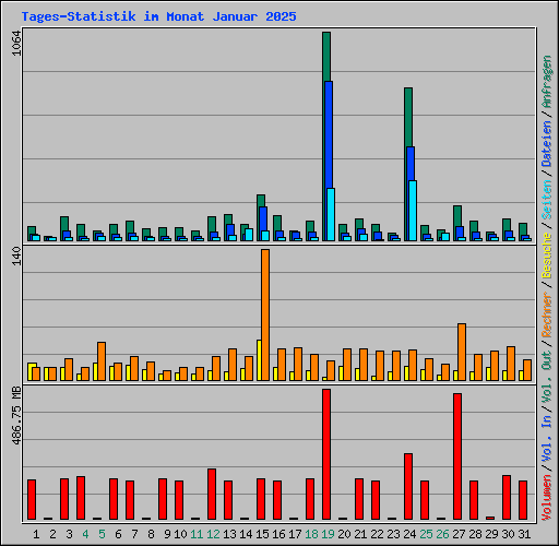 Tages-Statistik im Monat Januar 2025
